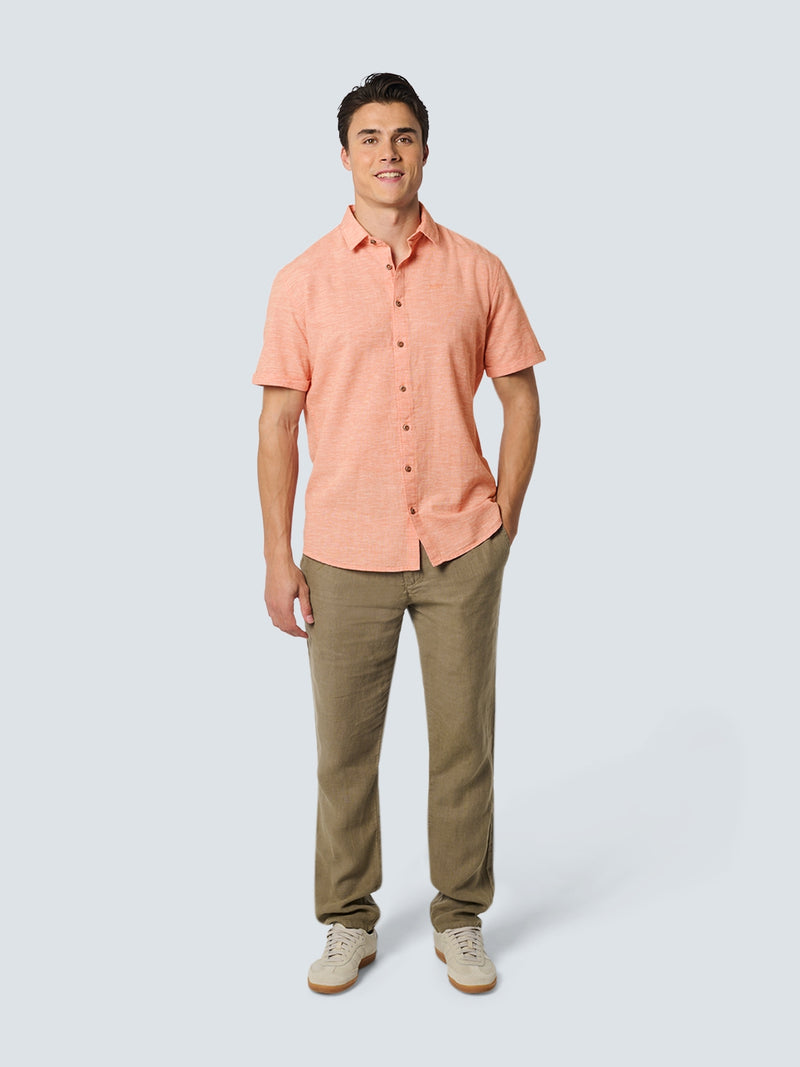 Shirt Short Sleeve 2 Coloured Melange With Linen | Melon
