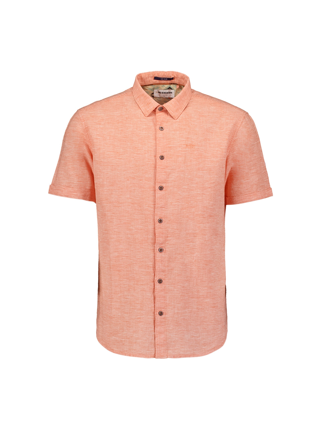 Shirt Short Sleeve 2 Coloured Melange With Linen | Melon