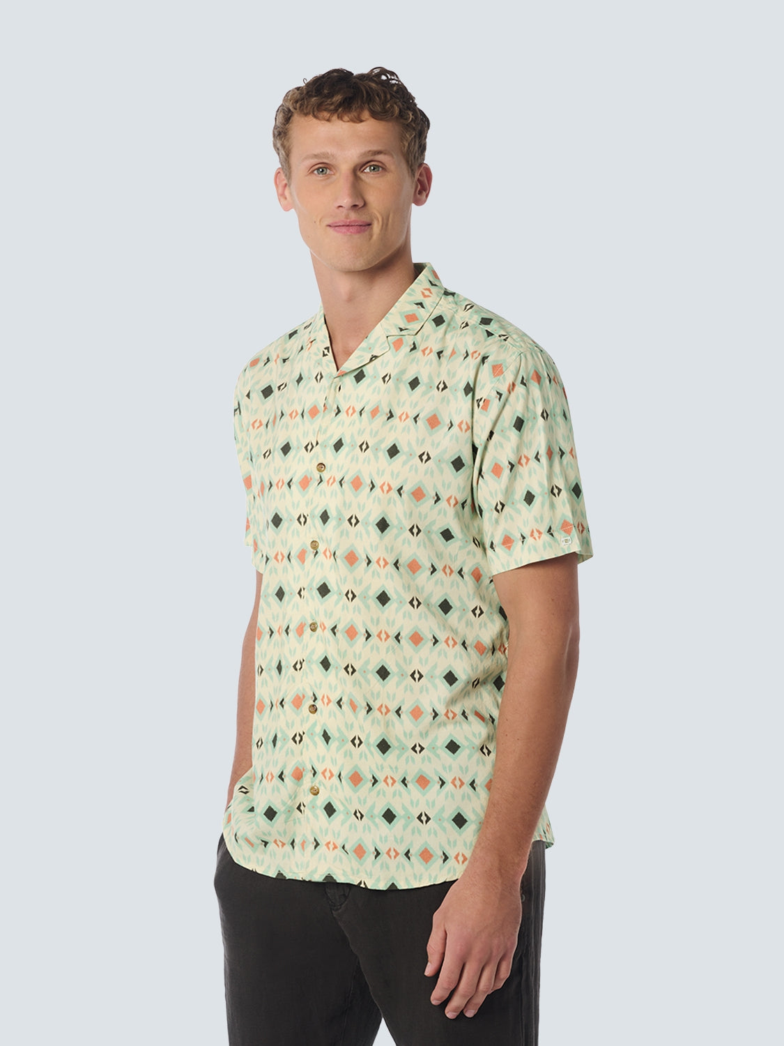 Shirt Short Sleeve Resort Collar Allover Printed | Offwhite