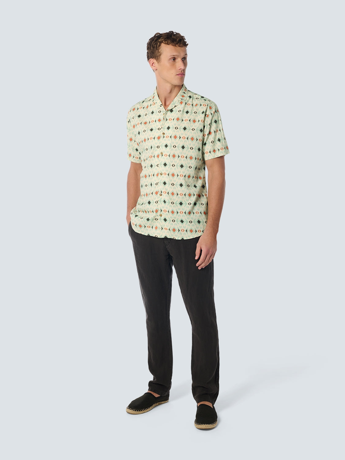 Shirt Short Sleeve Resort Collar Allover Printed | Offwhite