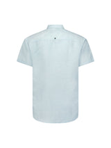 Shirt Short Sleeve Granddad 2 Coloured Melange With Linen | Aqua
