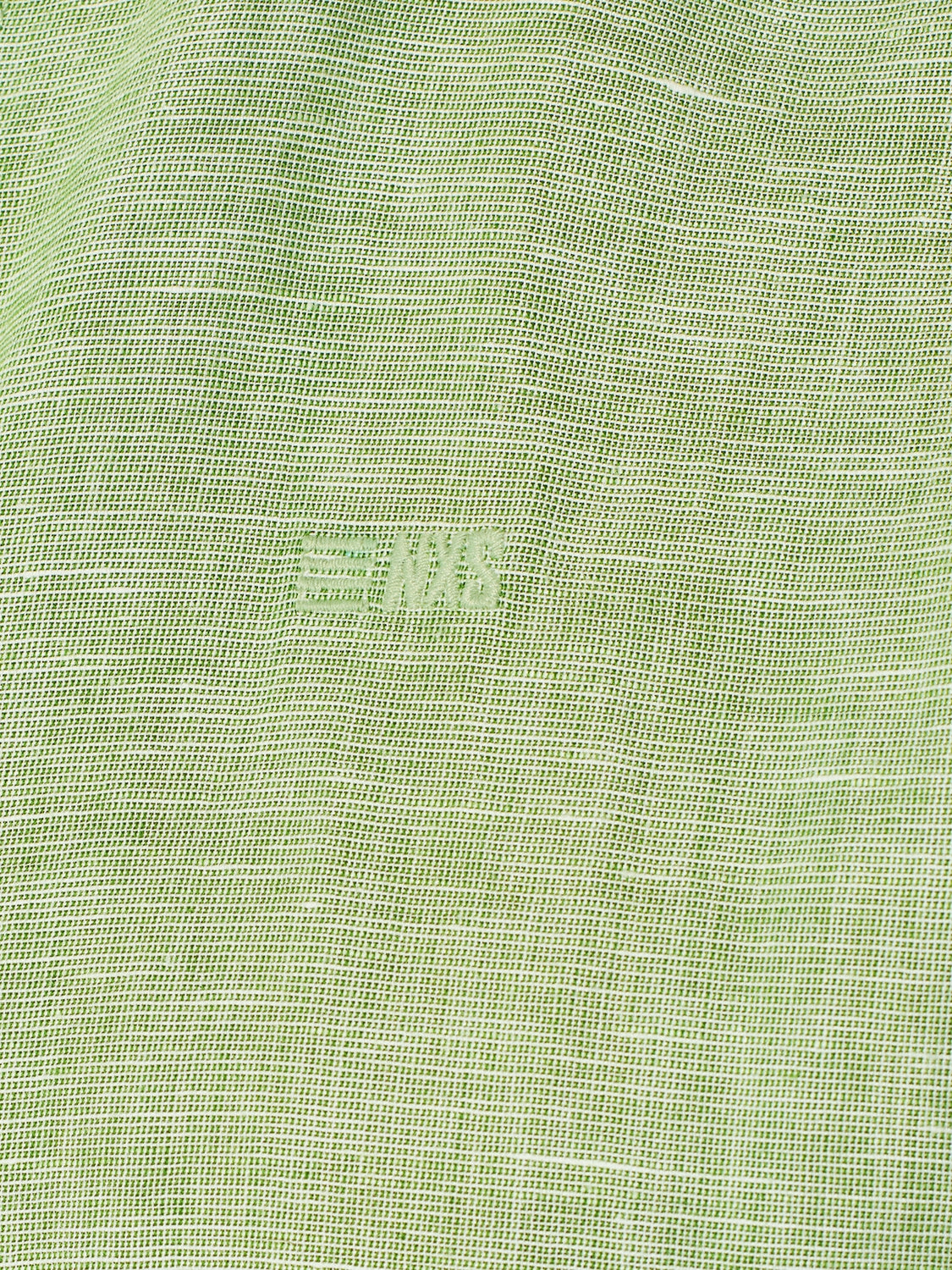 Shirt Short Sleeve Granddad 2 Coloured Melange With Linen | Green