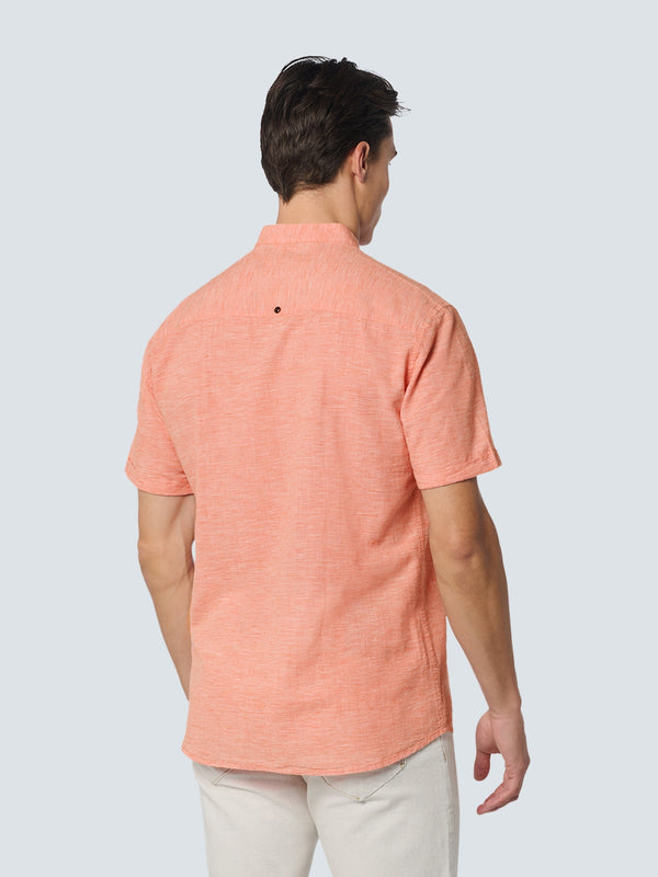 Shirt Short Sleeve Granddad 2 Coloured Melange With Linen | Melon