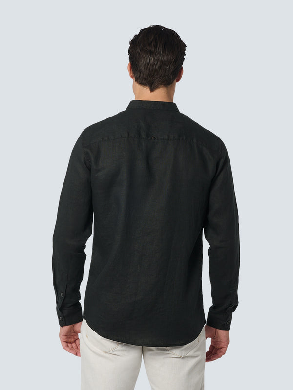 Shirt Granddad Linen Solid | Black