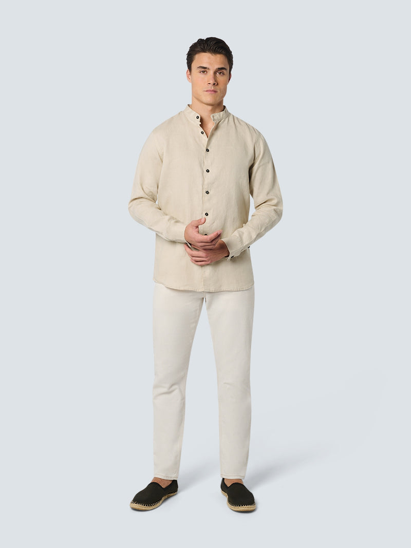 Shirt Granddad Linen Solid | Cement