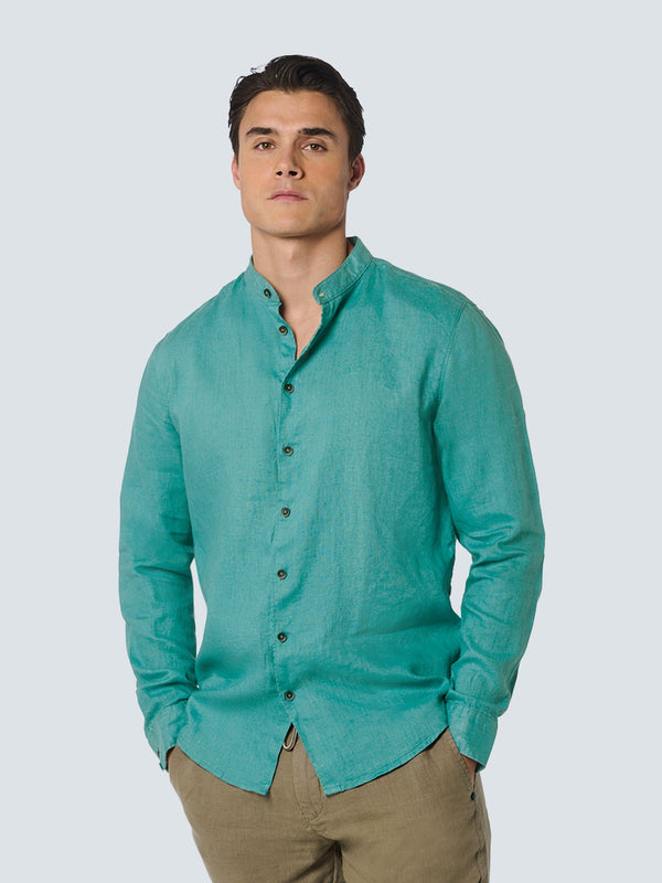 Shirt Granddad Linen Solid | Pacific
