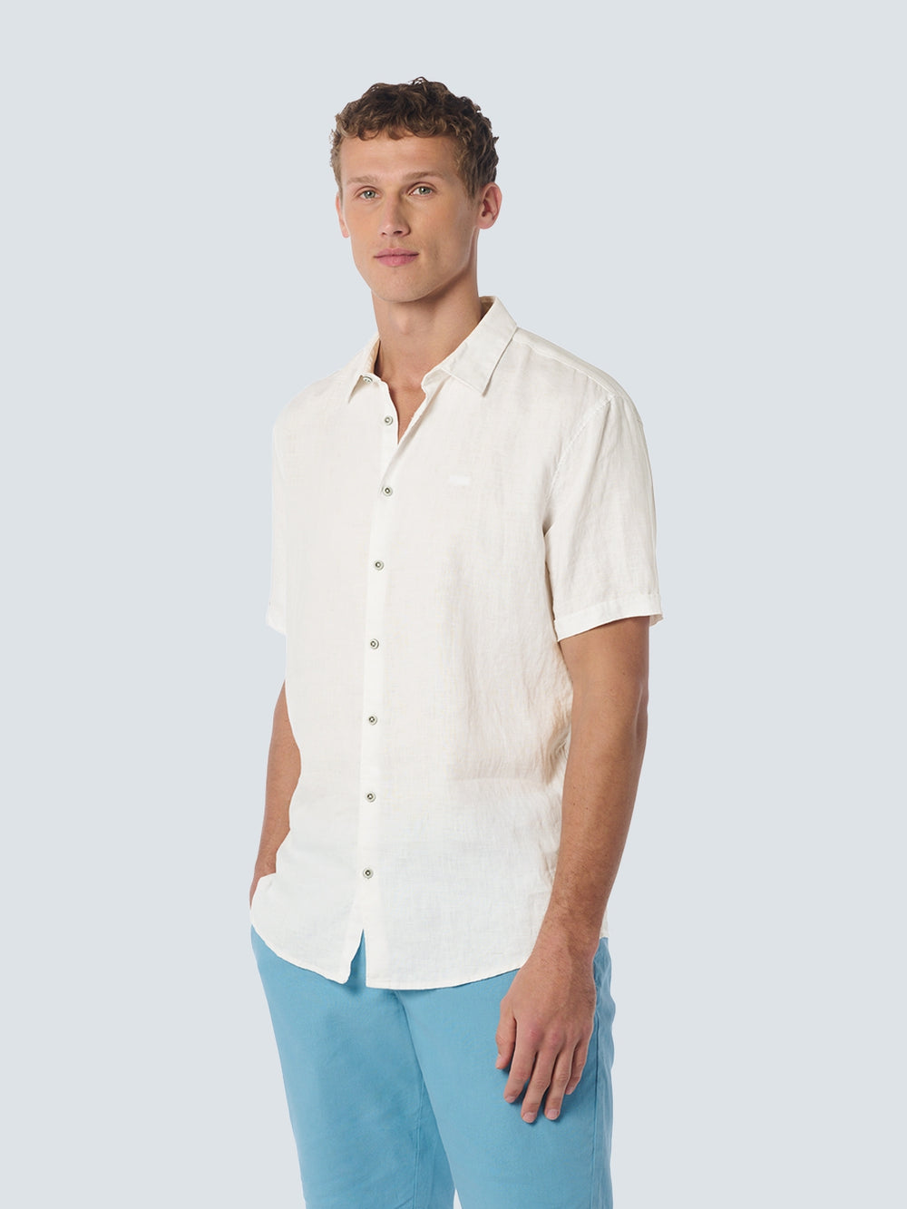 Shirt Short Sleeve Linen Solid | White – No Excess