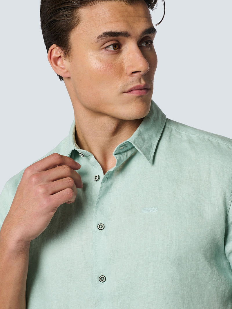 Shirt Short Sleeve Linen Solid | Mint