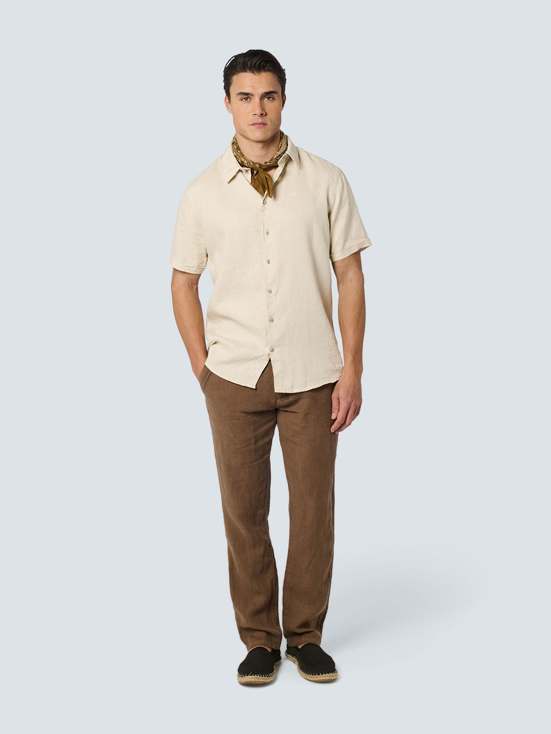 Shirt Short Sleeve Linen Solid | Cement