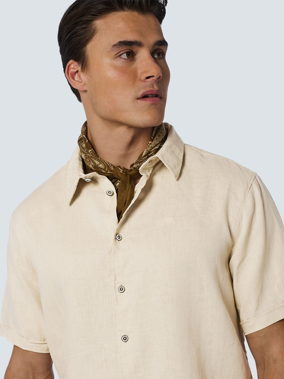 Shirt Short Sleeve Linen Solid | Cement