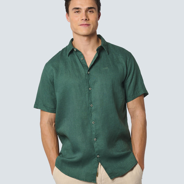 【SATIIIZ】Die Linen Work Short Sleeve Shirt Die Linen Work Short Sleeve Shirt - satiiiz
