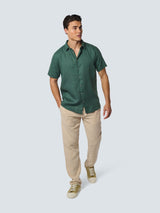 Shirt Short Sleeve Linen Solid | Steel