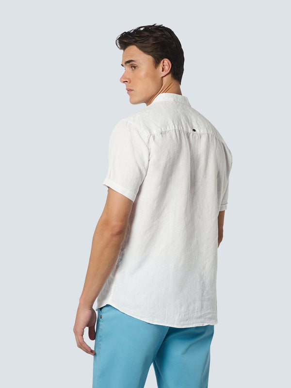 Shirt Short Sleeve Granddad Linen Solid | White
