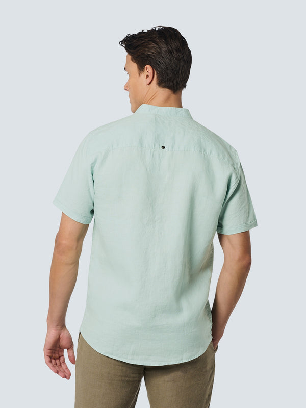 Shirt Short Sleeve Granddad Linen Solid | Mint