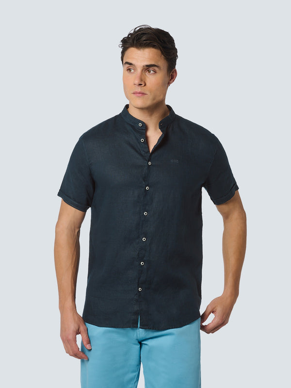 Shirt Short Sleeve Granddad Linen Solid | Night