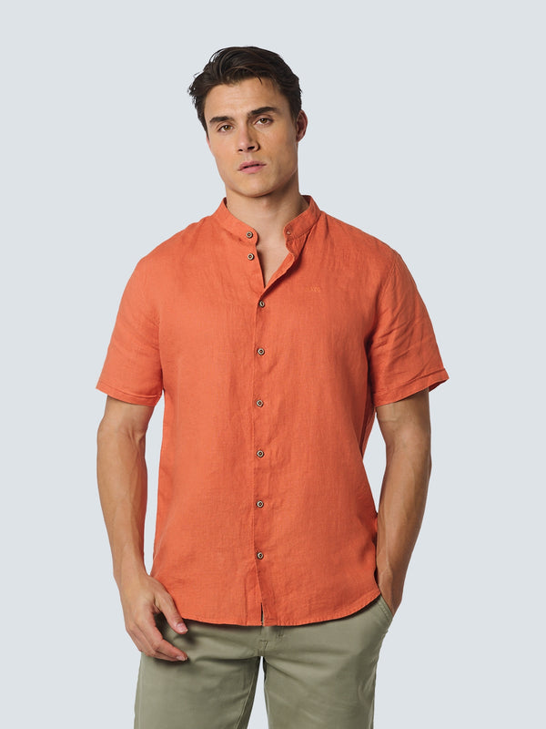 Shirt Short Sleeve Granddad Linen Solid | Melon