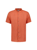 Shirt Short Sleeve Granddad Linen Solid | Melon