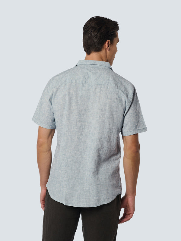 Shirt Short Sleeve Resort Collar 2 Coloured With Linen | Light Blue