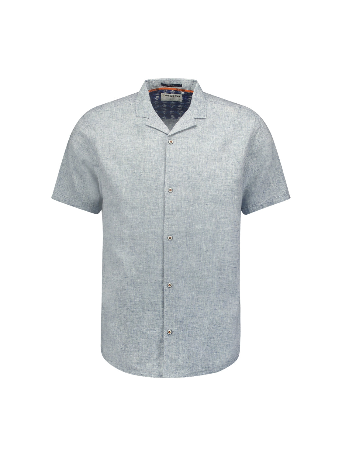 Shirt Short Sleeve Resort Collar 2 Coloured With Linen | Light Blue