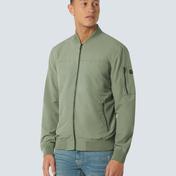 ジャケット・アウター no mass prod Cropped denim flight jacket Denim Padded Cropped Bomber Jacket - Mid Blue | Manière De Voir