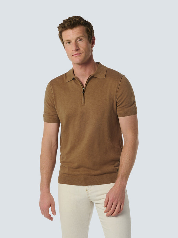 Modern Zip-Collar Polo – Timeless Style | Brown