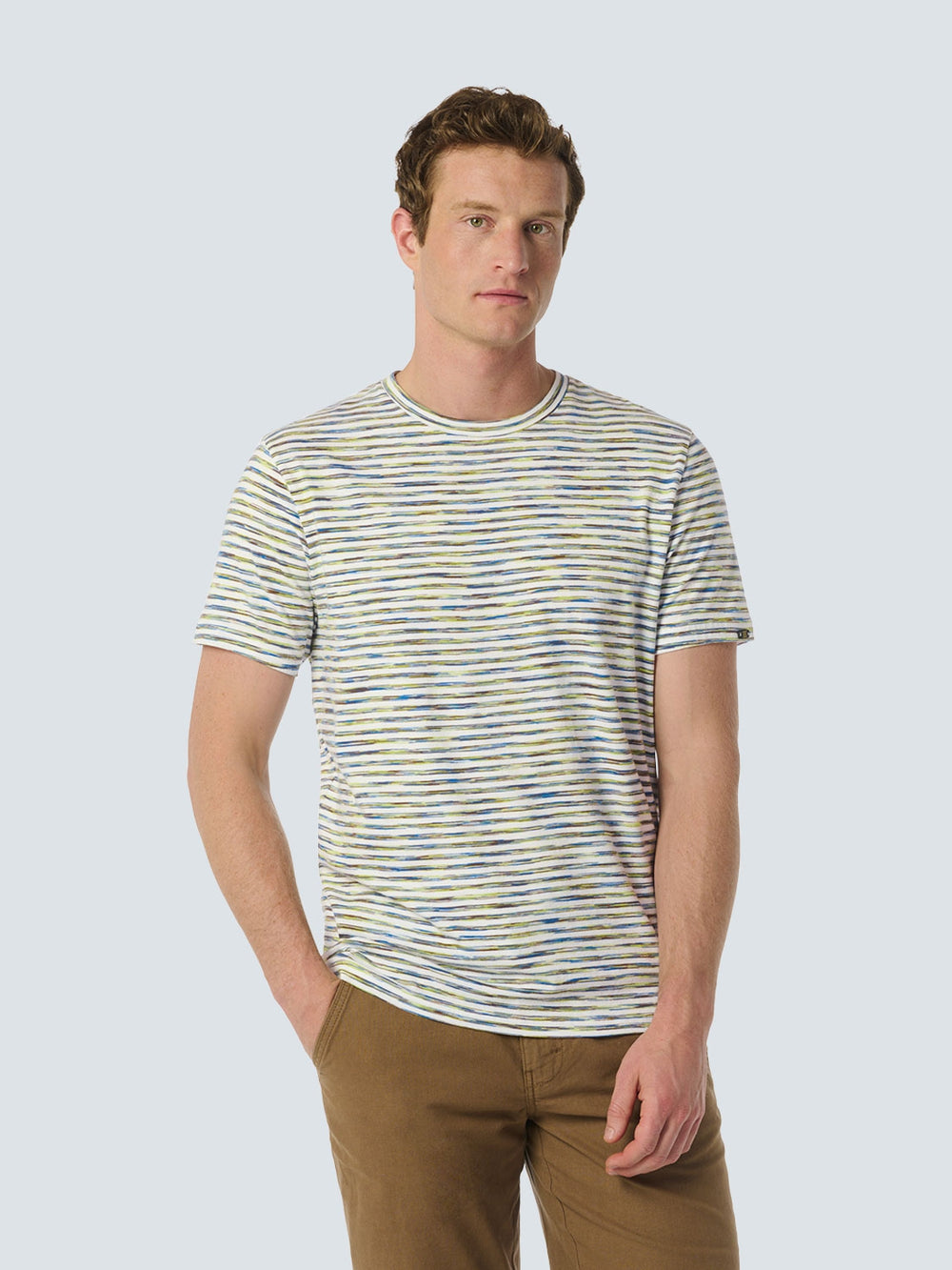 Tシャツ・カットソー [FILLUMINATE] Mixed color striped t-shirt T-shirt with Vibrant Striped Print for Summer | White – No