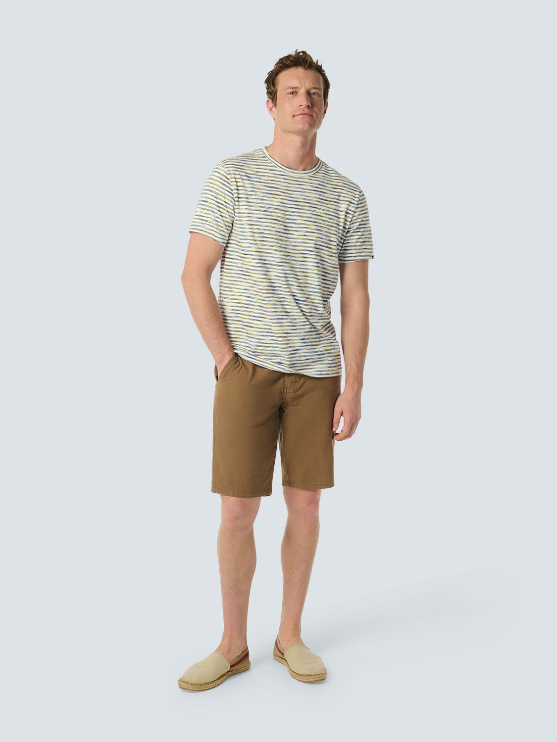 T-shirt with Vibrant Striped Print for Summer | White