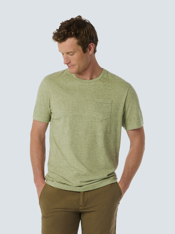 Charming Melange T-shirt with Subtle Chest Pocket | Lime