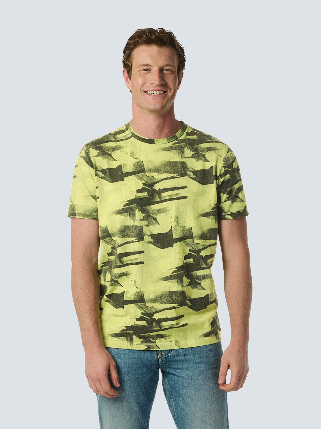 Dynamic T-shirt with Abstract Camouflage Print | Lime