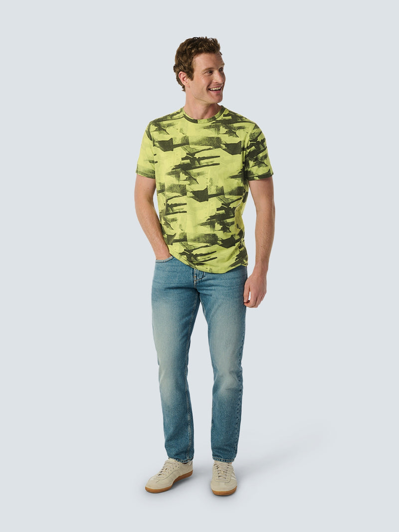 Dynamic T-shirt with Abstract Camouflage Print | Lime