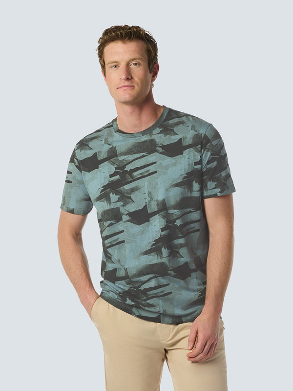 Dynamic T-shirt with Abstract Camouflage Print | Sky