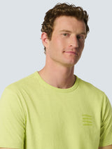 T-Shirt Crewneck Placed Prints Garment Dyed Melange | Lime