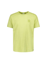 T-Shirt Crewneck Placed Prints Garment Dyed Melange | Lime