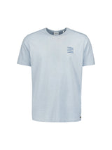 T-Shirt Crewneck Placed Prints Garment Dyed Melange | Sky