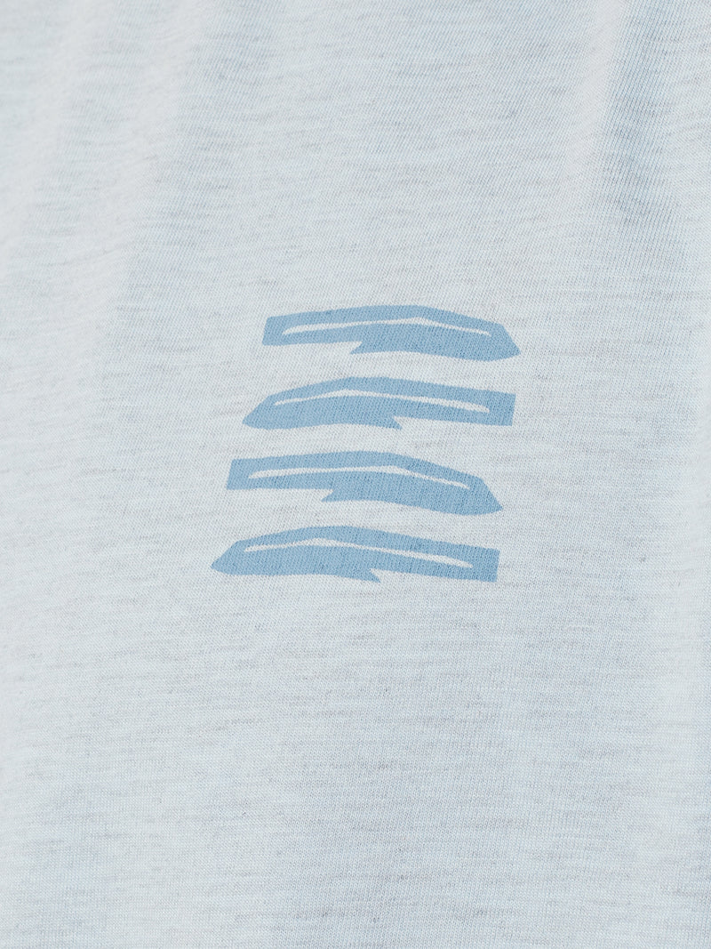 T-Shirt Crewneck Placed Prints Garment Dyed Melange | Sky