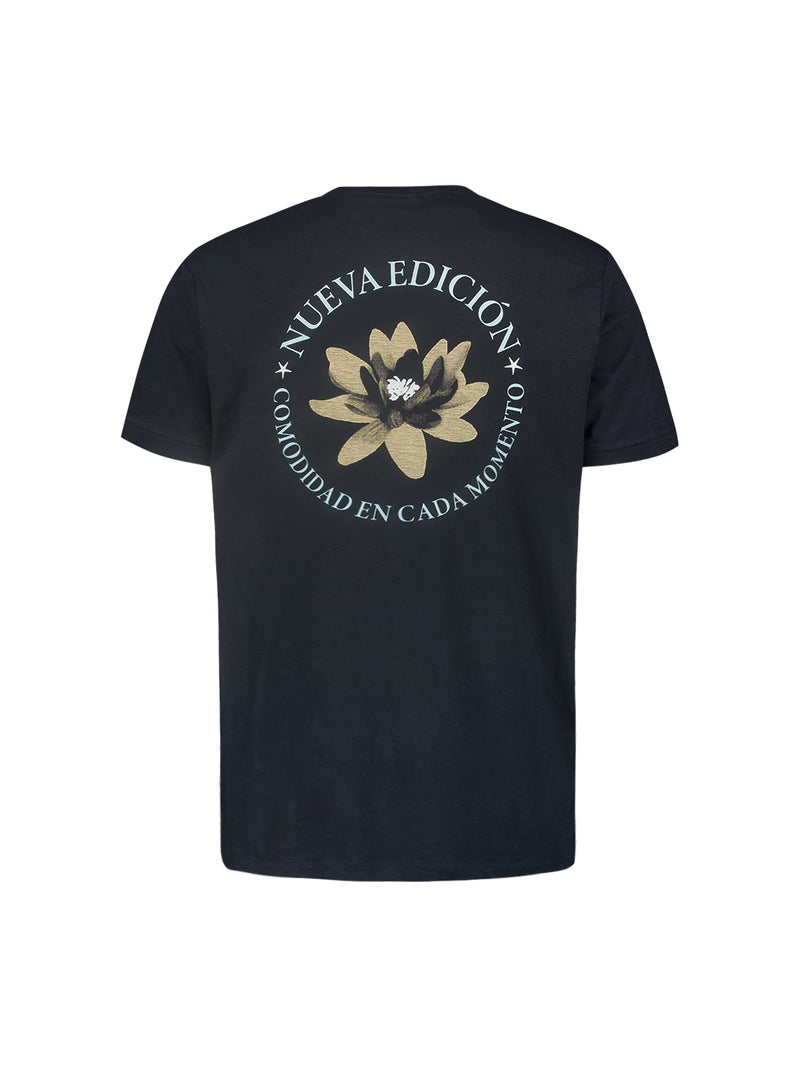 T-Shirt Crewneck Placed Prints Garment Dyed Slub | Night