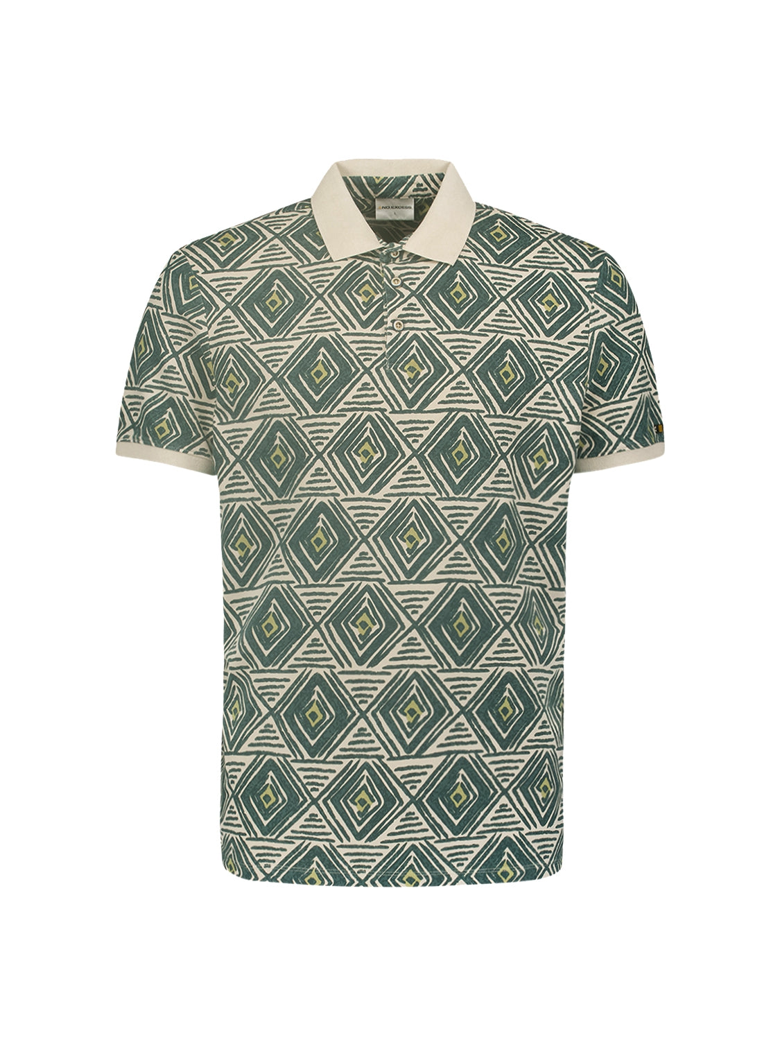 Artistic Checkered Print Men's Polo | Cement