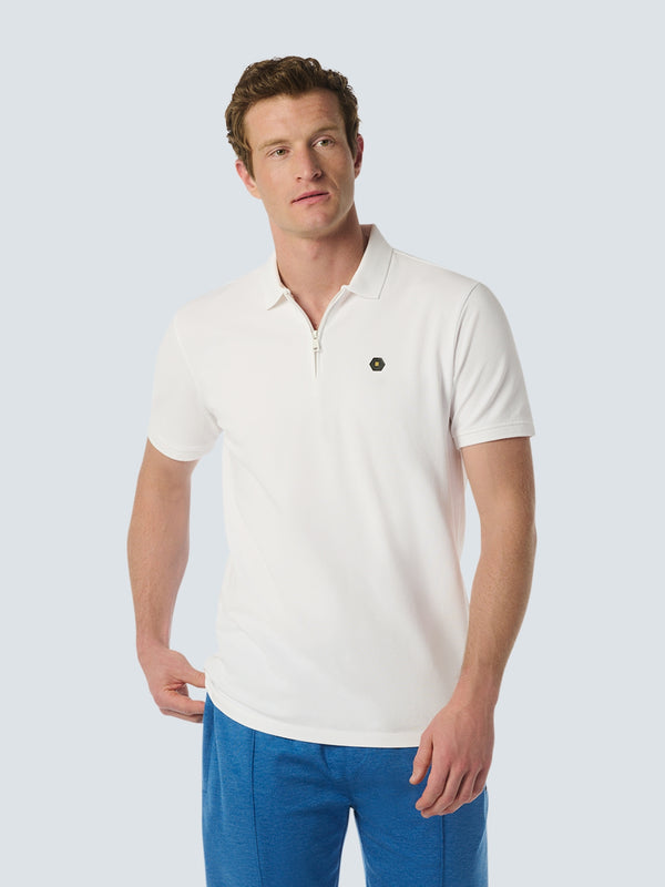 Sleek Polo Shirt with Stretch and Minimalist Design | White