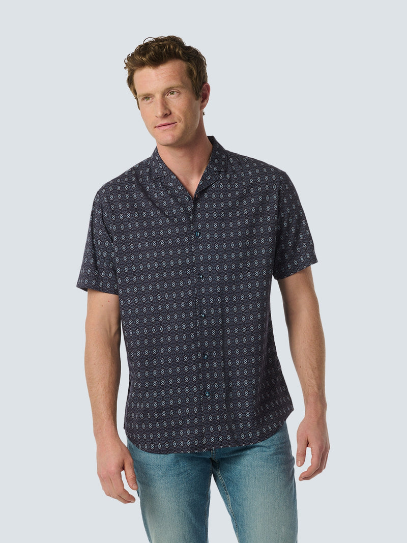 Short-Sleeve Shirt with Resort Collar and Graphic Pattern | Night