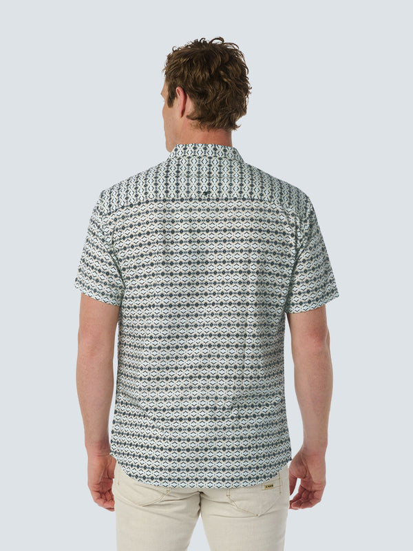 Short-Sleeve Shirt with Resort Collar and Graphic Pattern | Sky