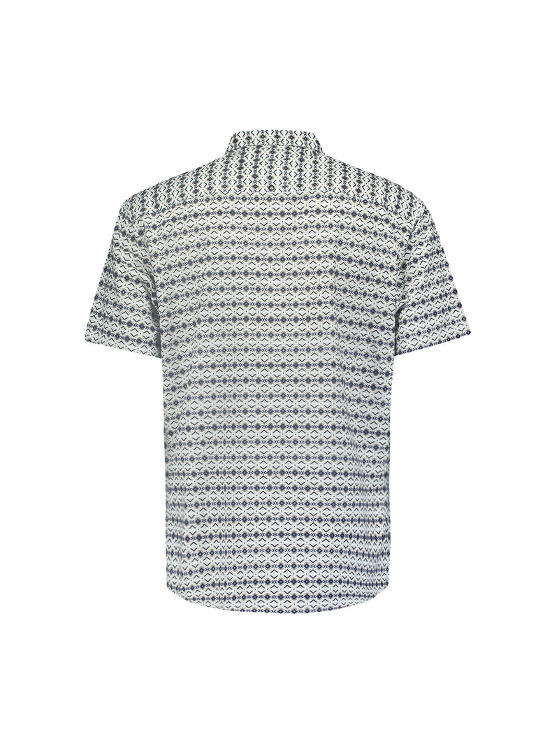 Short-Sleeve Shirt with Resort Collar and Graphic Pattern | Sky