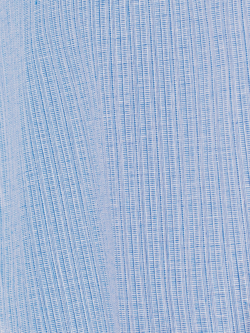 Short-Sleeved Shirt in Two-Colored Cotton-Linen Blend | Cobalt