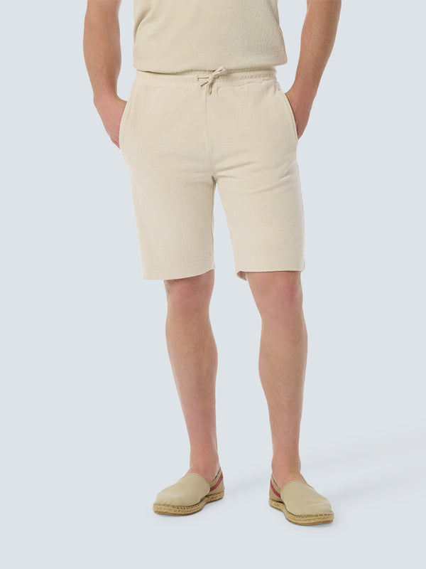Soft Terry Short with Elastic Waistband and Drawstring | Cement