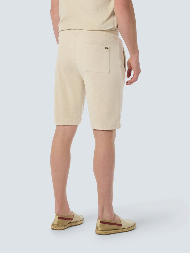 Soft Terry Short with Elastic Waistband and Drawstring | Cement