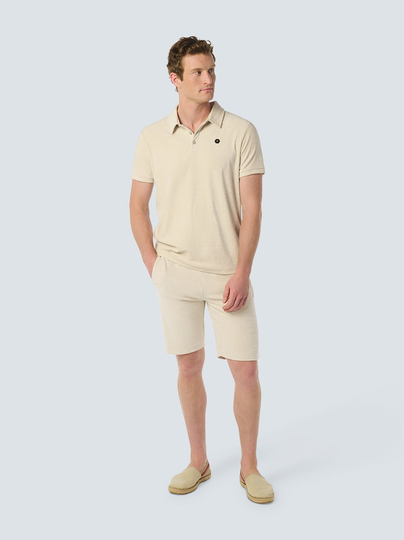 Soft Terry Short with Elastic Waistband and Drawstring | Cement