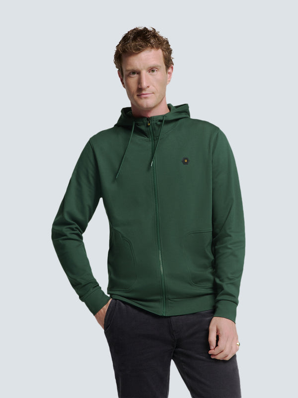 Sporty Hooded Vest with Zipper | Dark Green