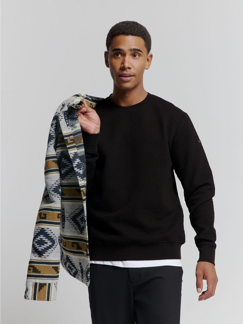 Sweater with Crew Neck and Jacquard Pattern: Comfort and Style in One | Black