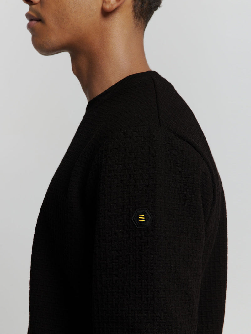 Sweater with Crew Neck and Jacquard Pattern: Comfort and Style in One | Black