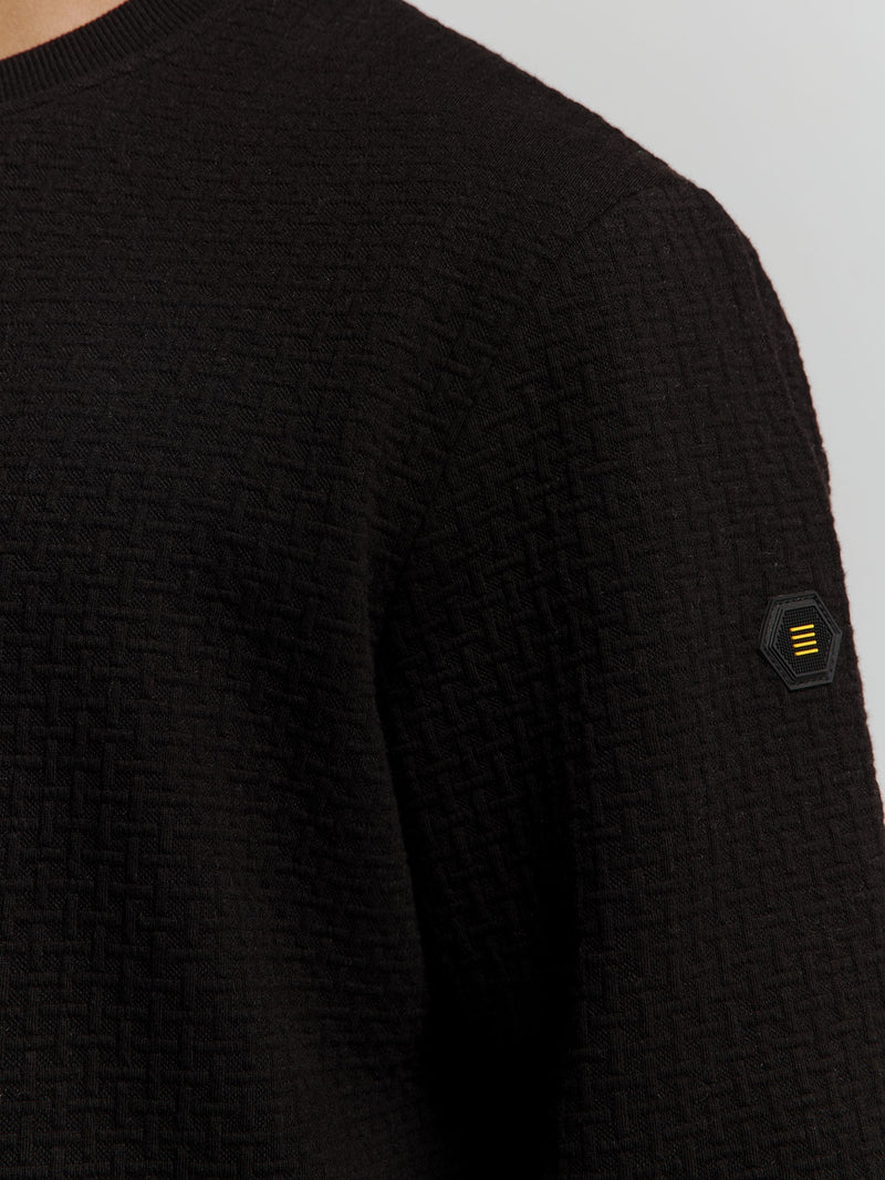 Sweater with Crew Neck and Jacquard Pattern: Comfort and Style in One | Black