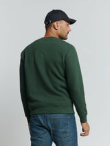 Sweater with Crew Neck and Jacquard Pattern: Comfort and Style in One | Dark Green